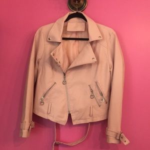 Leather Look Jacket . Pink  size S🌸